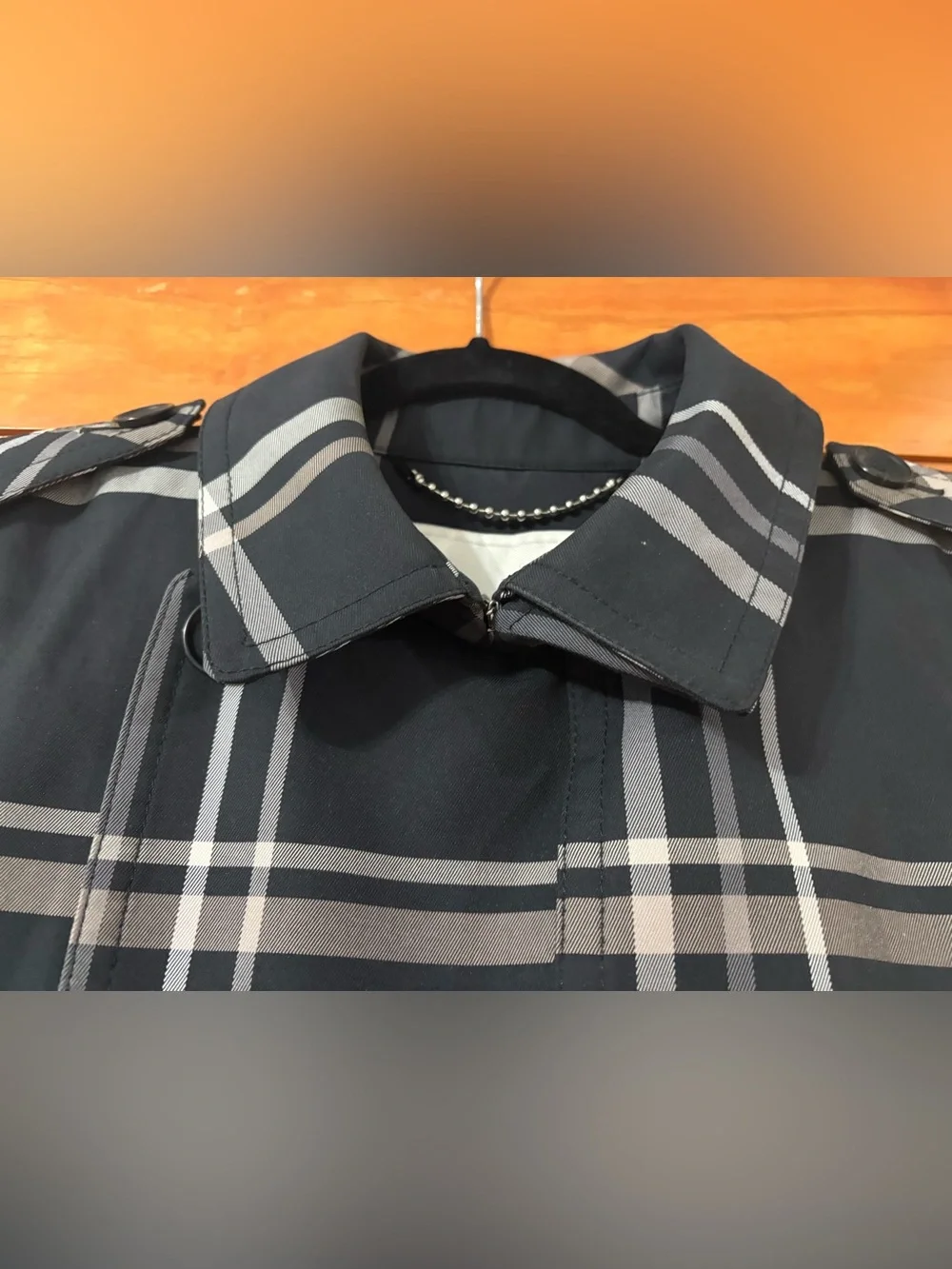 Coach trench coat tattersall plaid wind rain jacket, Medium
